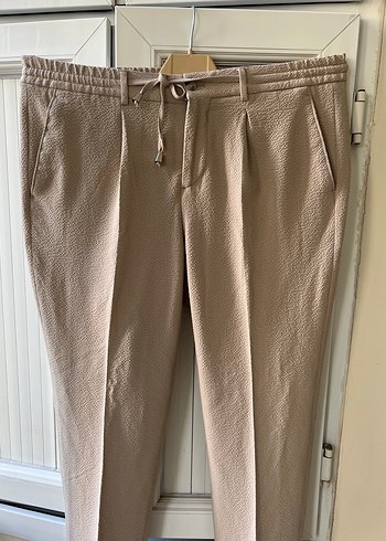 xxl Beden Dufy bej Slim Fit Çizgili Jogger Pantolon