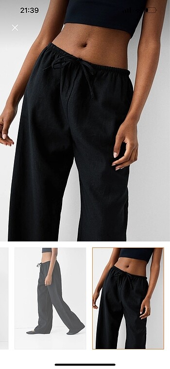 Bershka Bershka elastik belli keten pantolon