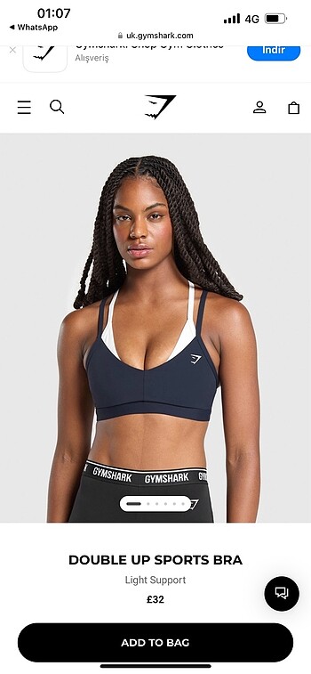 Gymshark double up bra lacivert