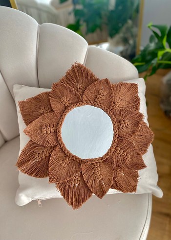 Parlak Kahverengi Çiçek Desenli Ayna - Görsel 2