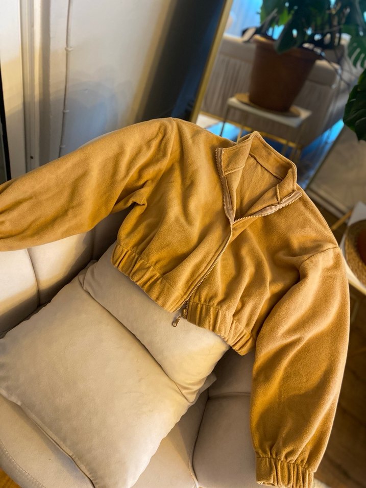 Kadın Camel Renk Fermuarlı Sweat - Görsel 2