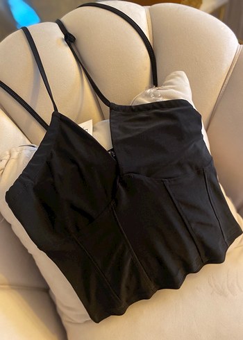 Siyah, Askılı, İnce Kumaşlı Kadın Büstiyer - Görsel 2