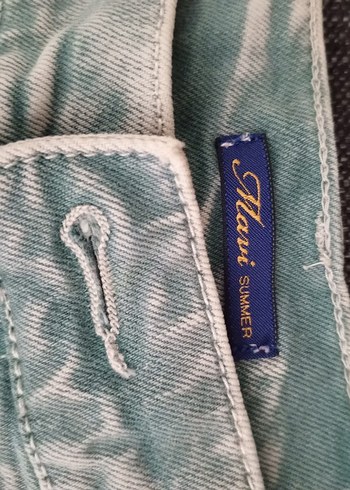 30 Beden yeşil Renk açık uçuk yeşil Mini, düşük bel,Düğmeli Kadın Denim Şort