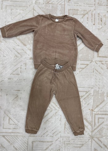 H&M Kahverengi Kadife Bebek Takımı Uzun Kollu