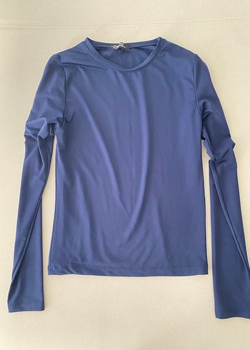 Kadın Lacivert Uzun Kollu Dar Kesim Tişört - Görsel 3