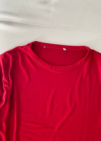 Kırmızı Uzun Kollu Kadın body - Görsel 2