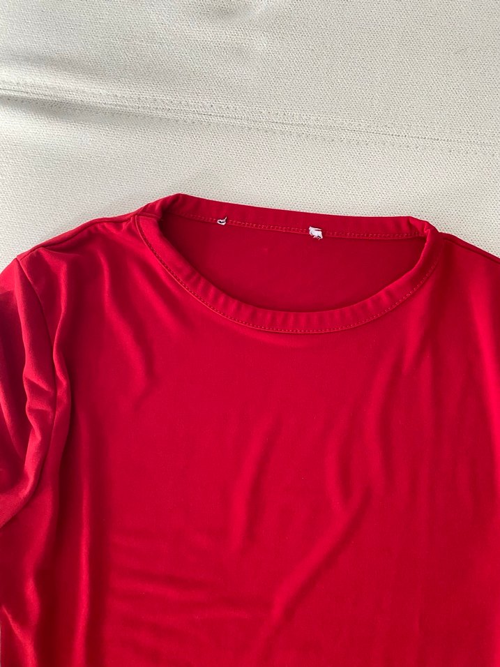 Kırmızı Uzun Kollu Kadın body - Görsel 2