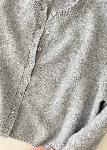 Stradivaruis Gri Düğmeli Kadın Triko Hırka - Görsel 6