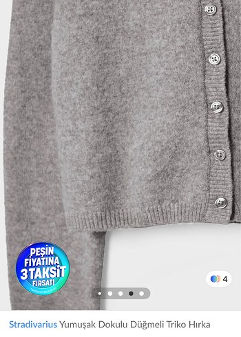 Stradivaruis Gri Düğmeli Kadın Triko Hırka - Görsel 2