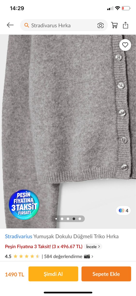 Stradivaruis Gri Düğmeli Kadın Triko Hırka - Görsel 2