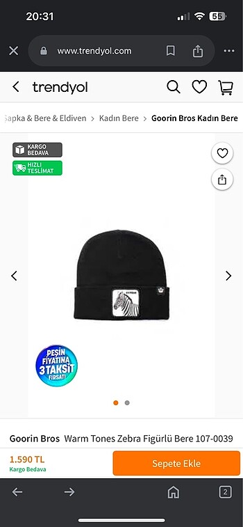 Beden Orijinal Bere goorin bros