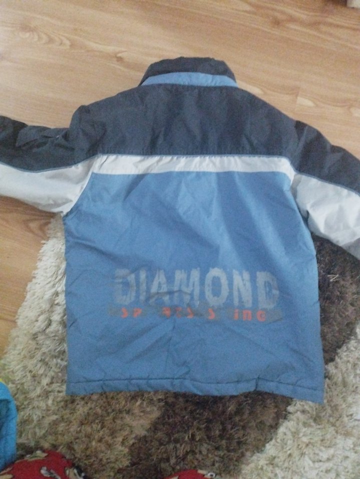 Düğmeli Erkek Çocuk Gri-Mavi Mont - Görsel 2