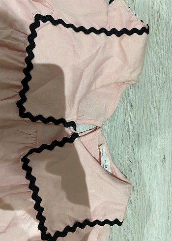 Pembe Pamuklu Uzun Kollu Fırfırlı Kız Elbise - Görsel 2