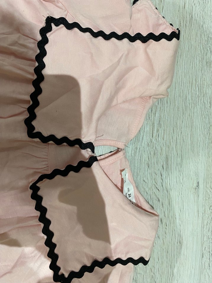 Pembe Pamuklu Uzun Kollu Fırfırlı Kız Elbise - Görsel 2