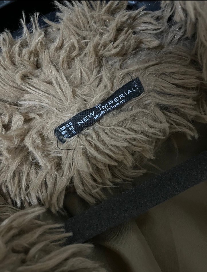 Kahverengi Uzun Kadın Suni Kürk Ceket - Görsel 4