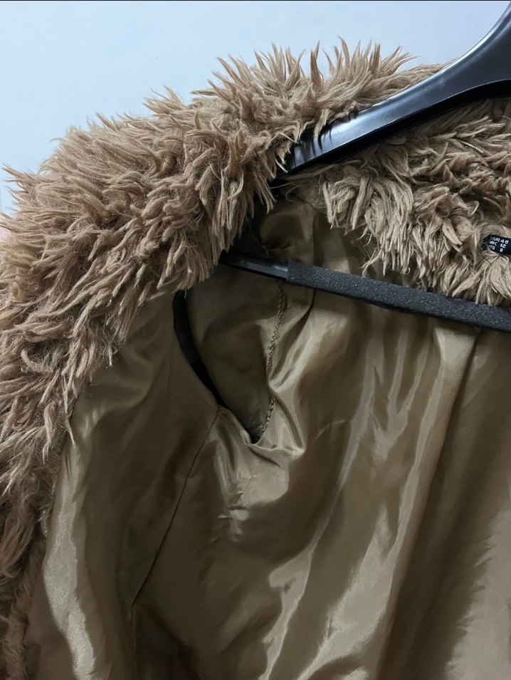 Kahverengi Uzun Kadın Suni Kürk Ceket - Görsel 3