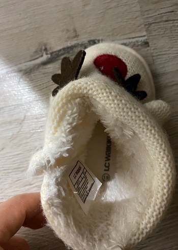 Kız Çocuk Beyaz Örgü Sıcak Ev Terliği - Görsel 4