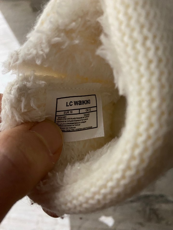 Kız Çocuk Beyaz Örgü Sıcak Ev Terliği - Görsel 5