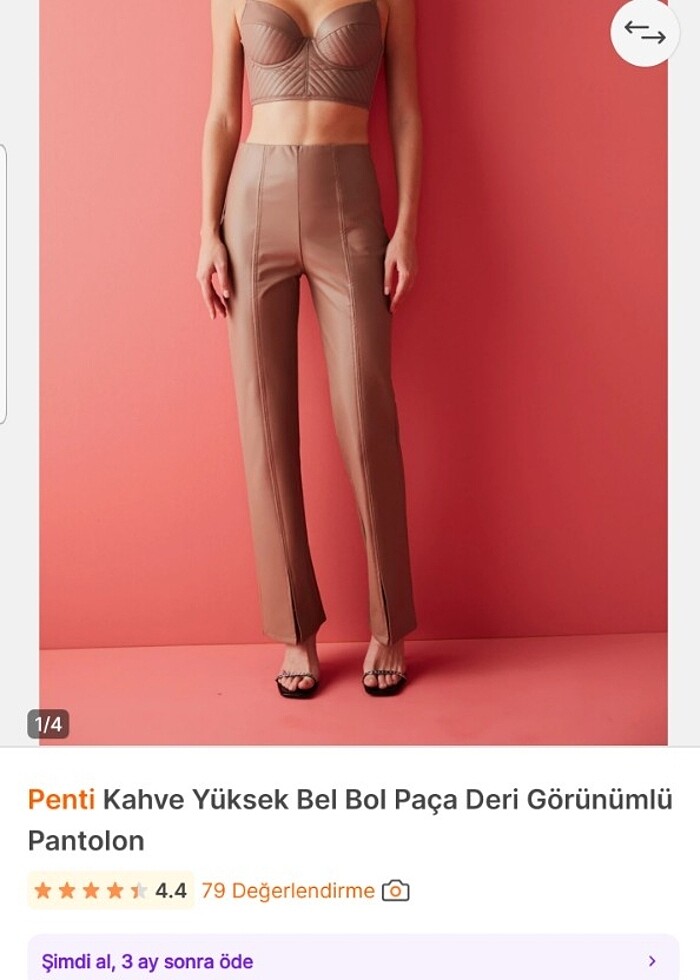 Penti deri görünümlü pantolon - Görsel 2