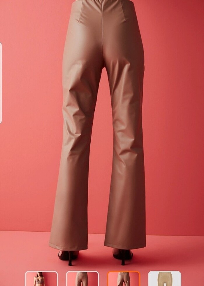 Penti deri görünümlü pantolon - Görsel 3