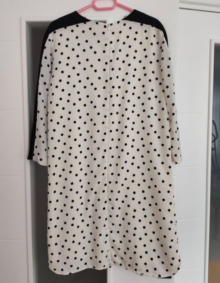 Uzun Kollu Puantiyeli Midi Elbise - Görsel 2