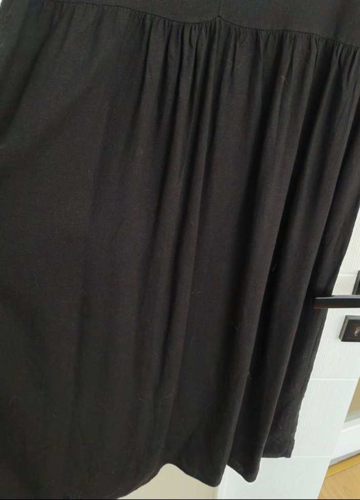 Siyah Keten Salaş Uzun Elbise - Görsel 5