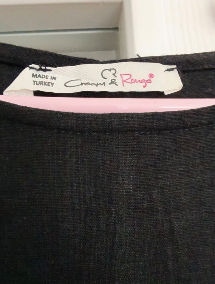 Siyah Keten Salaş Uzun Elbise - Görsel 3