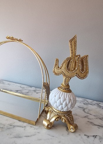 Beden Gold Taşlı Dekorasyon Aynalı tepsi 3lü set