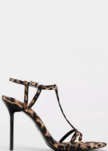 40 Beden kahverengi Renk ZARA leopar topuklu ayakkabi