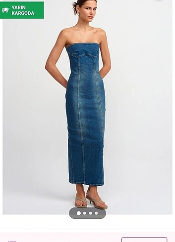 Dilvin kot denim elbise