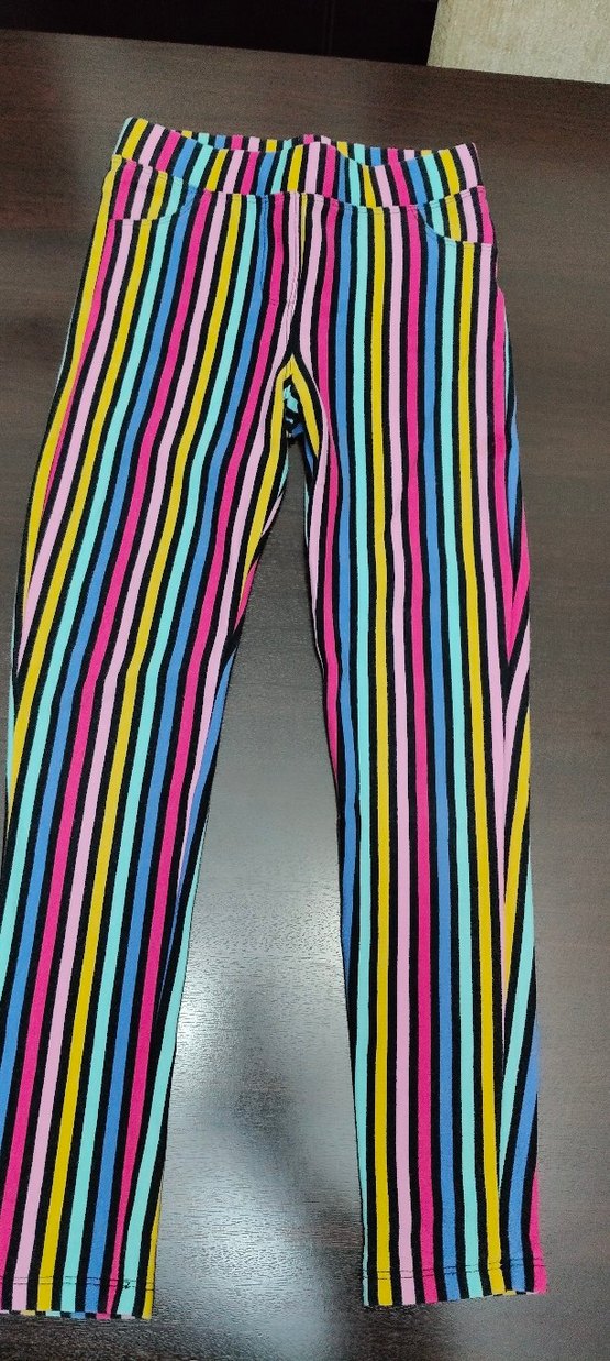 Renkli Çizgili kız çocuk tayt - Görsel 2