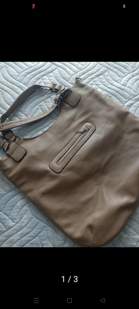 Bej Deri  Omuz Çantası - Görsel 3