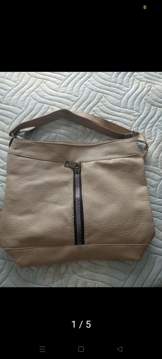 flo marka bej deri  çanta - Görsel 5