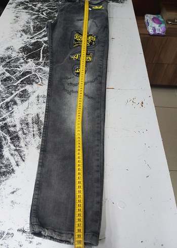 Gri Baskılı Erkek Denim Pantolon - Görsel 5