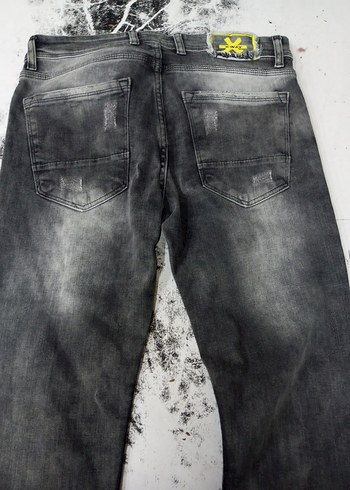 Gri Baskılı Erkek Denim Pantolon - Görsel 4