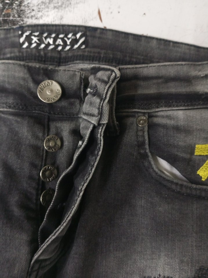 Gri Baskılı Erkek Denim Pantolon - Görsel 3