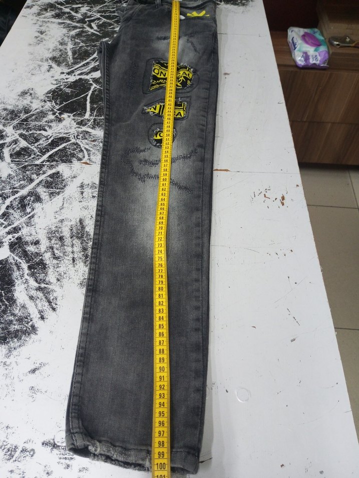 Gri Baskılı Erkek Denim Pantolon - Görsel 5