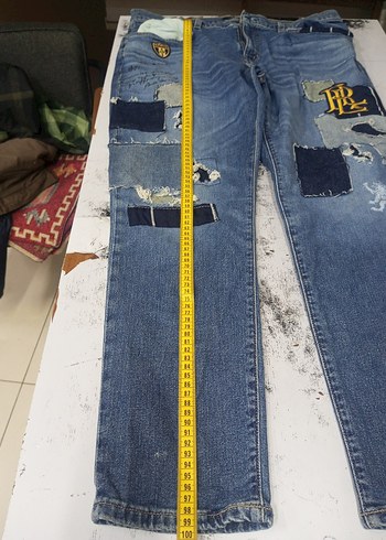 Düğmeli, bol kesim kadın kot pantolon - Görsel 2