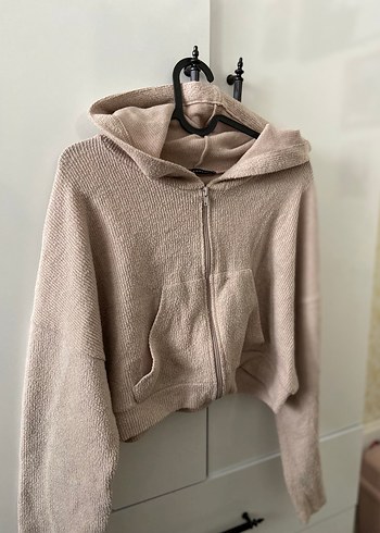 Trendyol & Milla Bej Örgü Kapüşonlu Sweatshirt