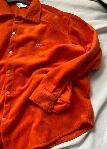 Düğmeli Turuncu Kadın Polar Gömlek - Görsel 3