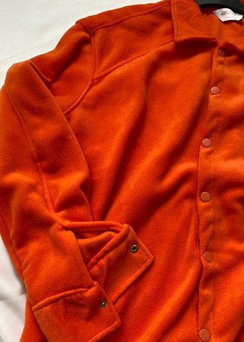 Düğmeli Turuncu Kadın Polar Gömlek - Görsel 2