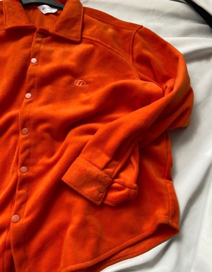 Düğmeli Turuncu Kadın Polar Gömlek - Görsel 3