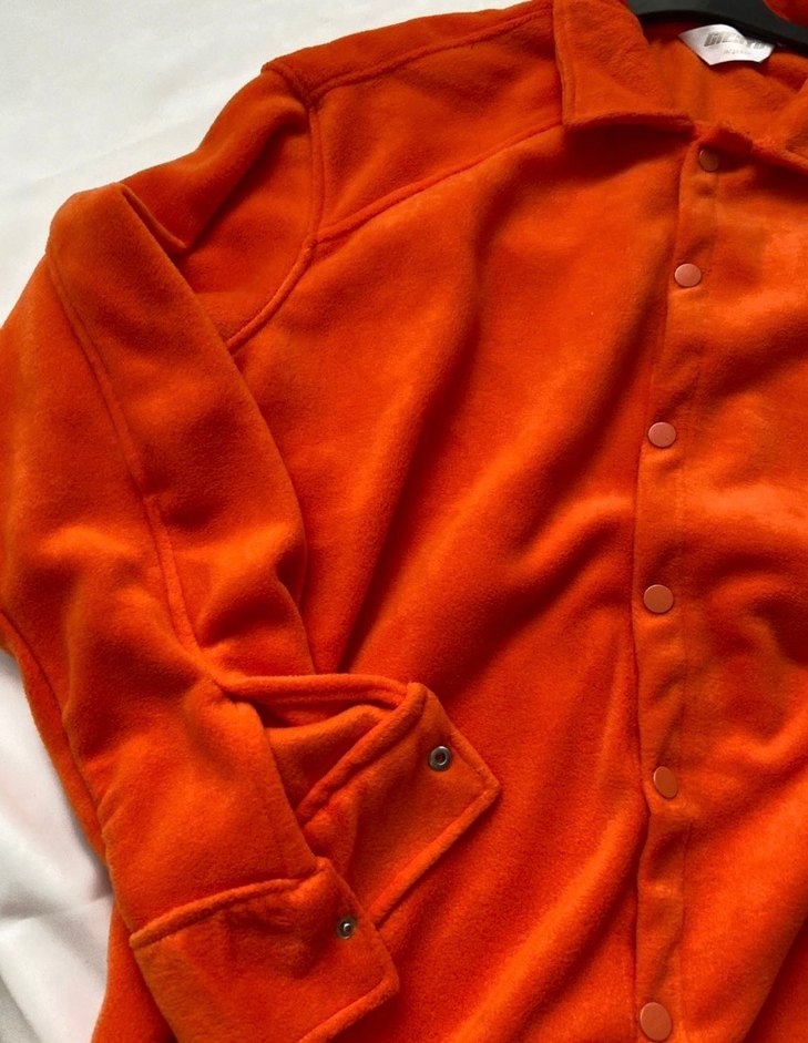 Düğmeli Turuncu Kadın Polar Gömlek - Görsel 2