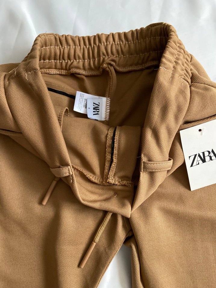 Zara Bej Kadın Regular Fit Kumaş Pantolon - Görsel 2