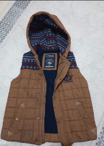 Erkek Çocuk Kahverengi Kapüşonlu Yelek - Görsel 4