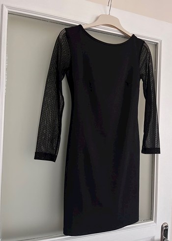 Mango Uzun Kollu Siyah Midi Elbise - Görsel 6