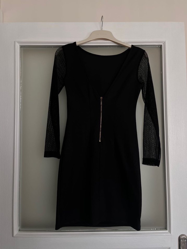 Mango Uzun Kollu Siyah Midi Elbise - Görsel 5