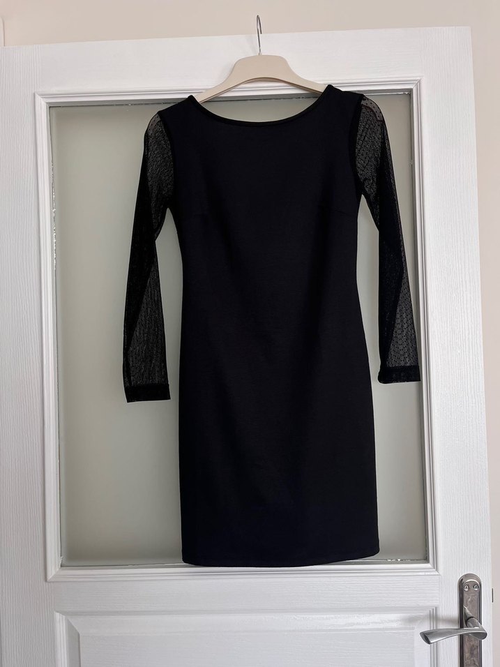 Mango Uzun Kollu Siyah Midi Elbise - Görsel 3