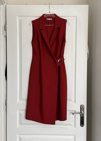 Kiremit renkli zara anvelop elbise - Görsel 8