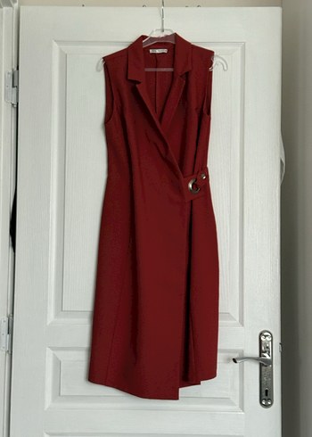 Kiremit renkli zara anvelop elbise - Görsel 4